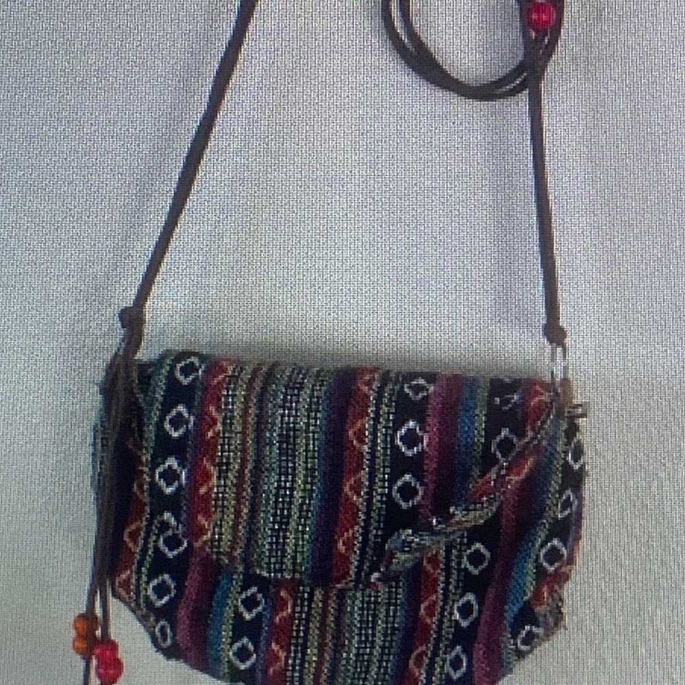 Boho Beaded Aztec Crossbody Shoulder Strap Purse Bohemian Y2K Hippie Beads